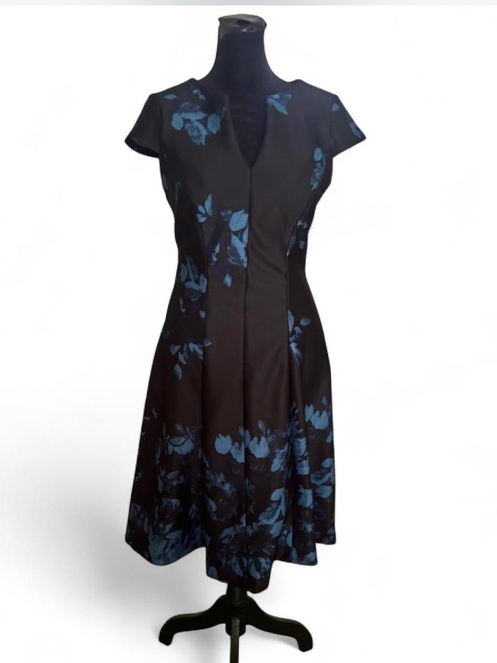 julia jordan Black Dress with Blue Floral Print